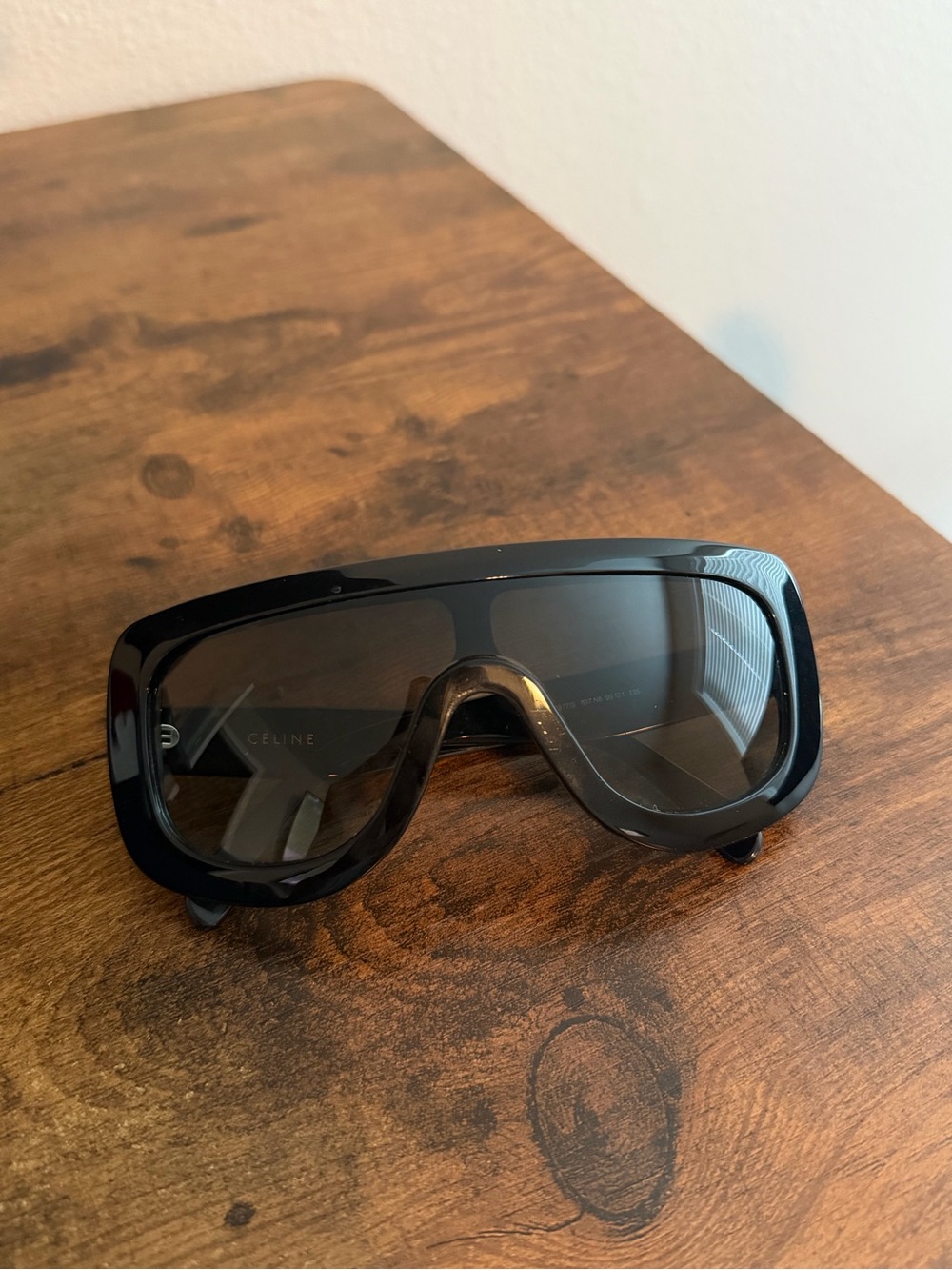 Celine Black Oversized Shield Sunglasses